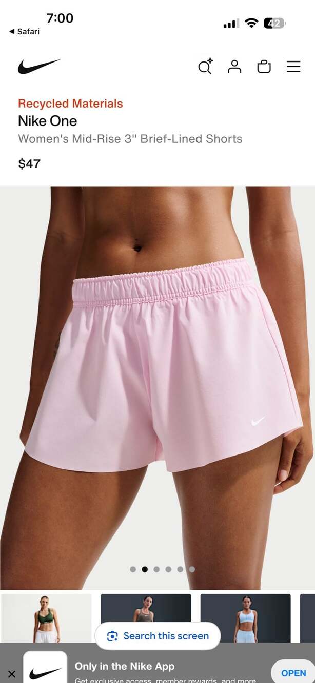 Nike One Women’s Mid-Rise 3” Brief-Lined Shorts – Pink – Women’s Large – NWOT
